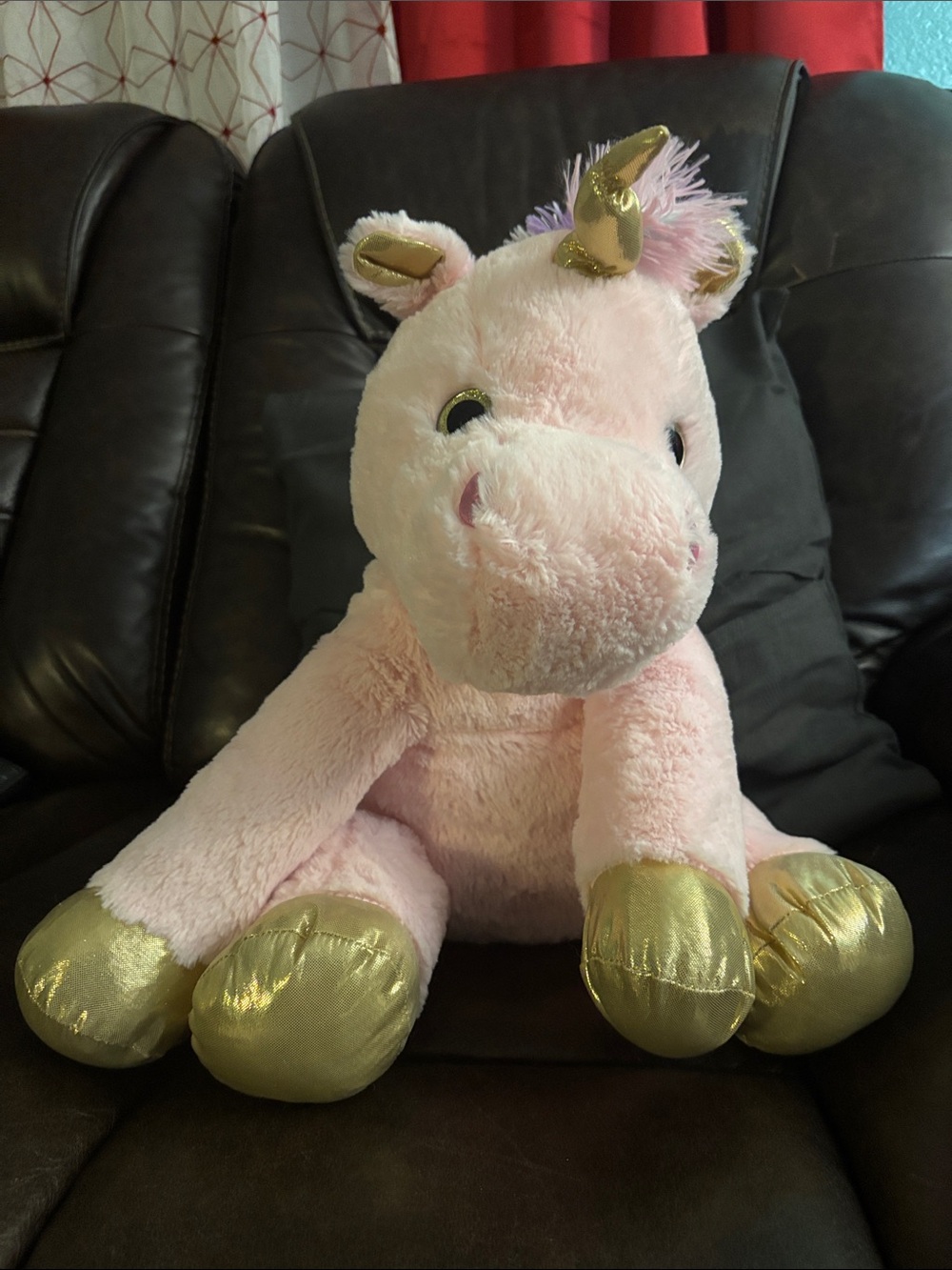 Plush Pink Unicorn with Gold Accents - Soft Stuffed Animal